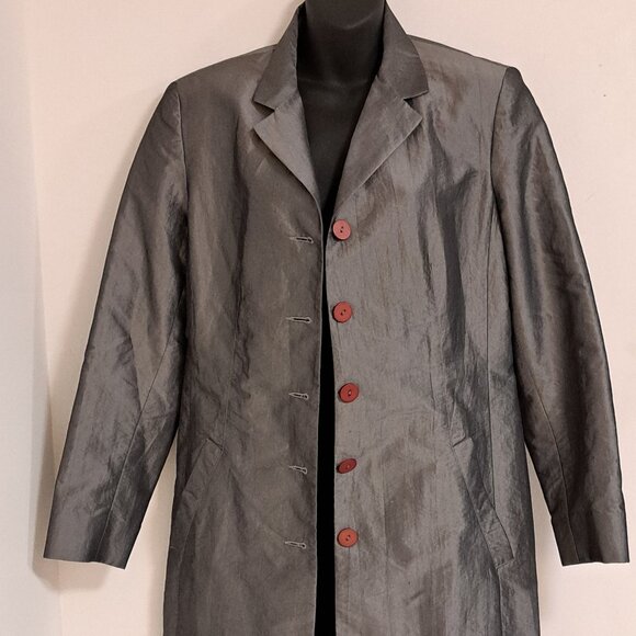 Express Compagnie Internationale Silver Grey Single Breasted Jacket Misses 5/6 - Picture 1 of 13